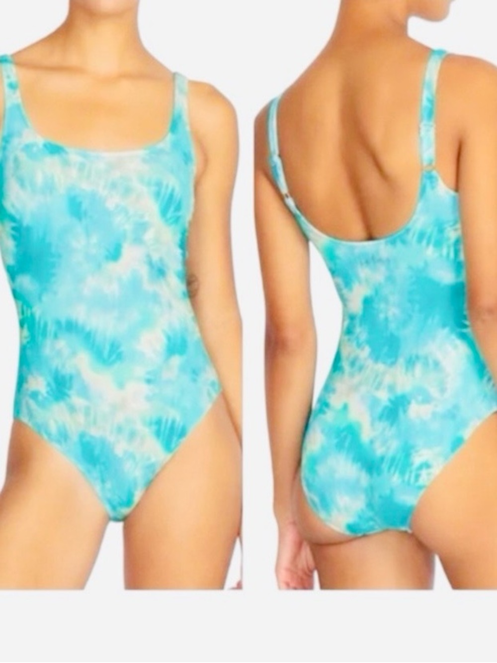 Johnny Was Calme One-Piece Swimsuit Aqua Tie Dye Size M NWT